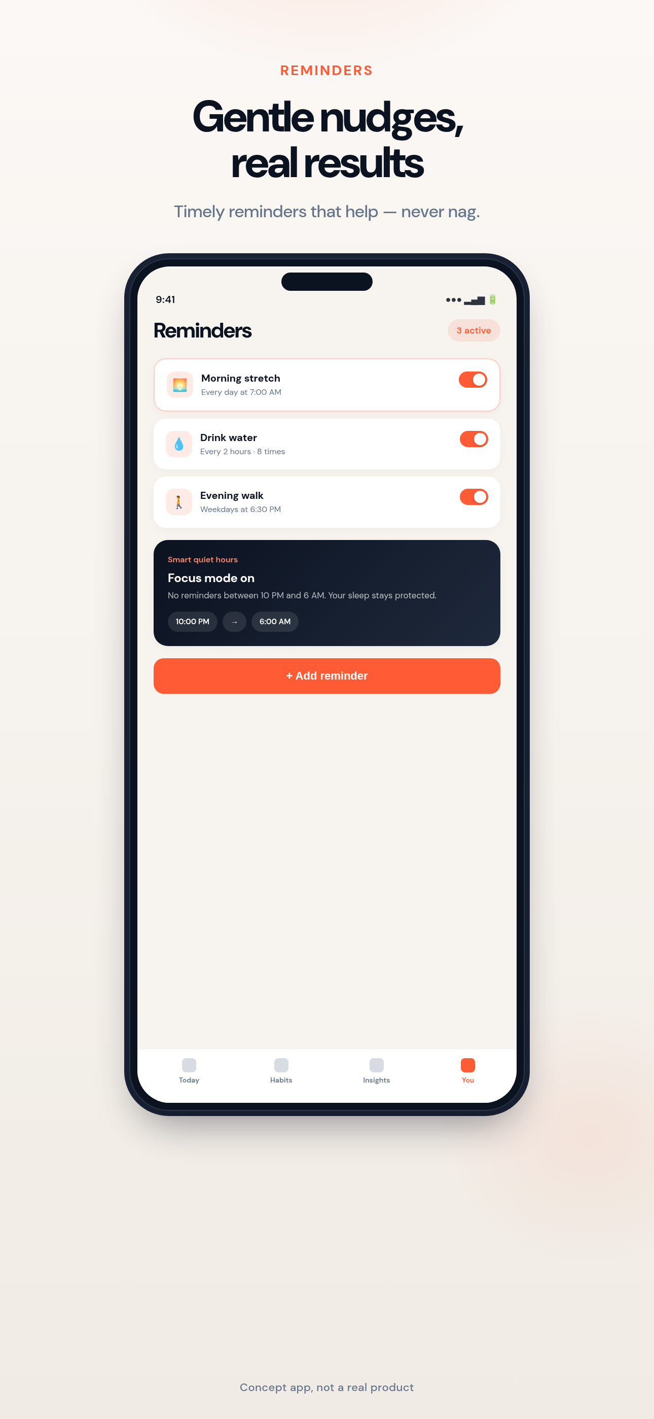 Reminders screen